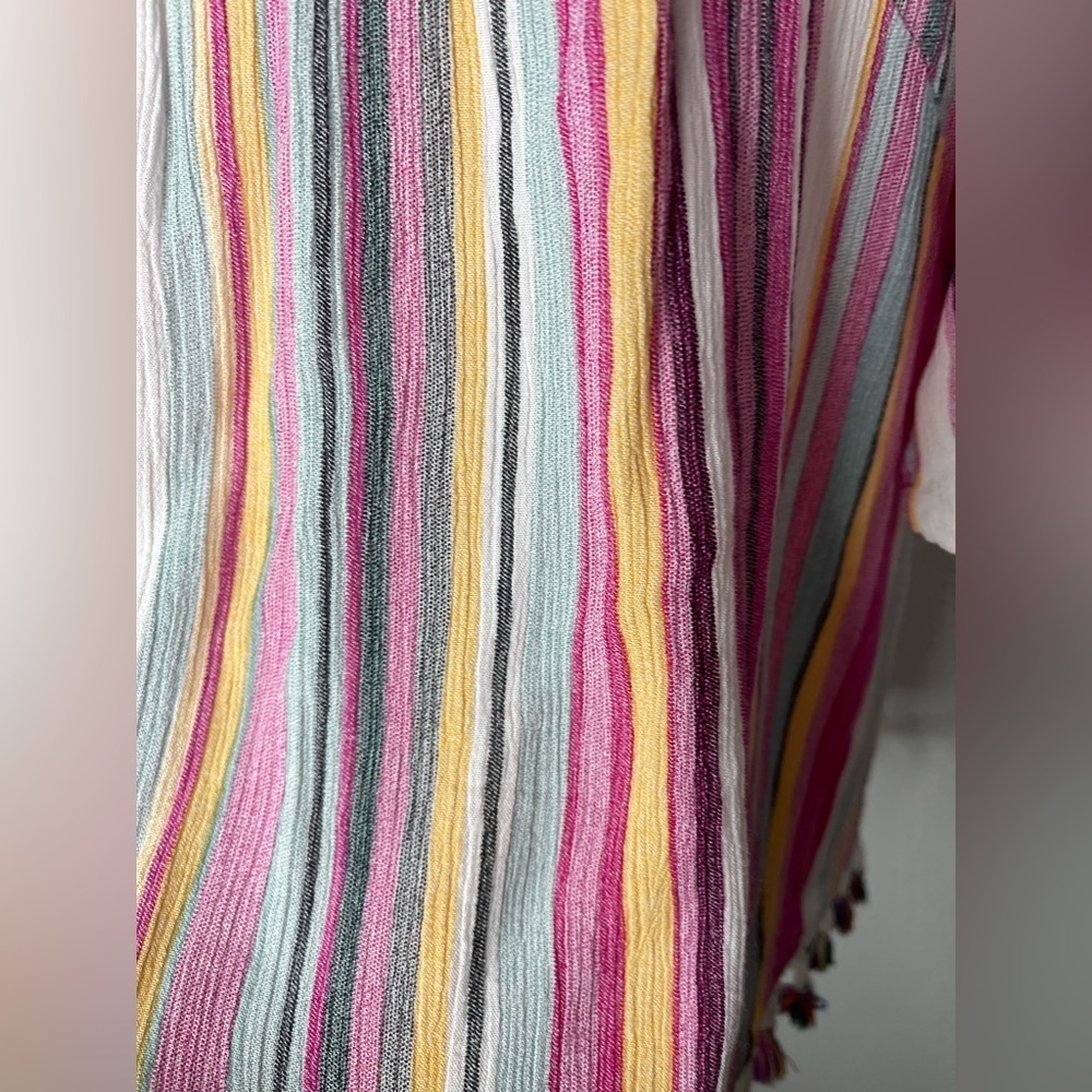 Kori Multicolor Striped Tunic Tassels Lightweight Summer Resort  Size Medium - Picture 12 of 15